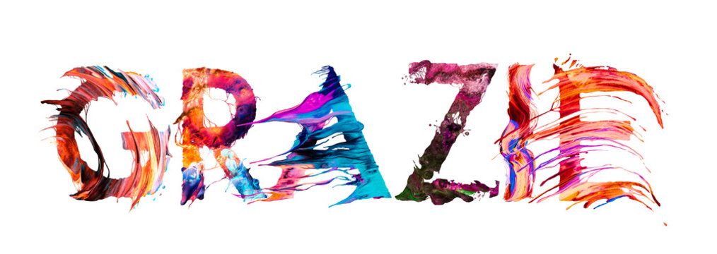 Grazie - lettere multicolori in italiano - Thank you in Italian