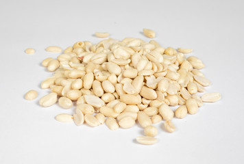 Peanuts on a white background