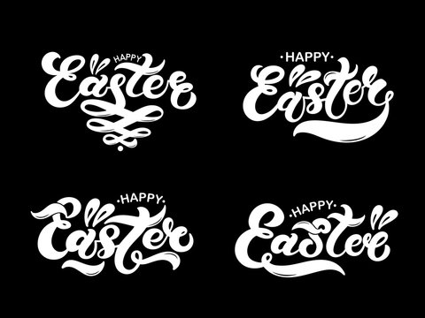 Happy Easter. Hand drawn lettering. Easter banner, poster, card. Vector illustration.