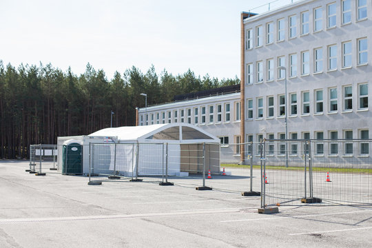 COVID-19 Coronavirus Temporary Drive-in Testing Facility In Europe