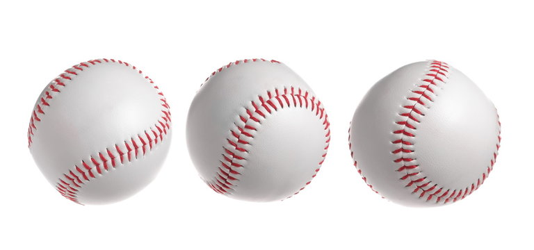 Set baseball isolated on white background, clipping path