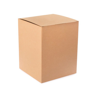 Cardboard empty package box isolated on white background. Delivery carton box. Clipping path included.