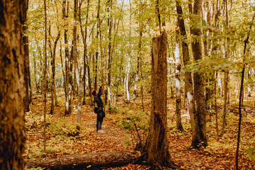 Obraz premium Randonneur dans les sentiers d'Ontario