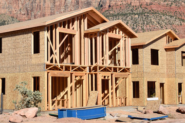 Wood frame house under construction