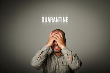 Frustrated man and Covid-19. Coronavirus outbreak and Quarantine concept.