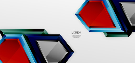 Metal glossy shiny geometric shapes with 3d effect composition. Techno futuristic vector abstract background For Wallpaper, Banner, Background, Card, Book Illustration, landing page