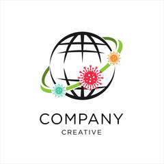 Logo design for corona virus. Illustration logo design for corona virus on planet earth, Corona virus   with earth Idea logo design inspiration