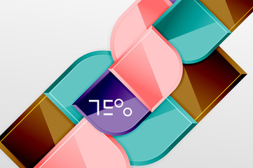 Obraz premium Glossy glass squares with round elements geometric composition. Abstract geometric background with 3d effect composition For Wallpaper, Banner, Background, Card, Book Illustration, landing page