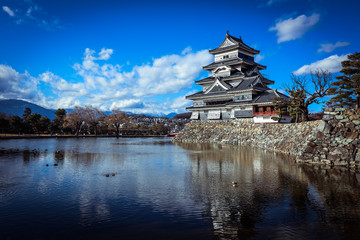 Reflexion of the Matsumoto Castle in the Water Surface, Japan