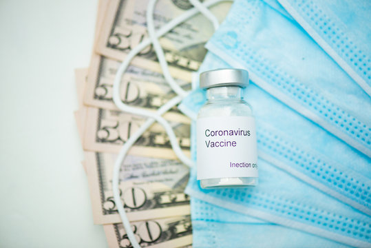 Price Gouging During Shortage Of Virus Masks, Coronavirus Vaccine. High Price And Demand During Global Pandemic