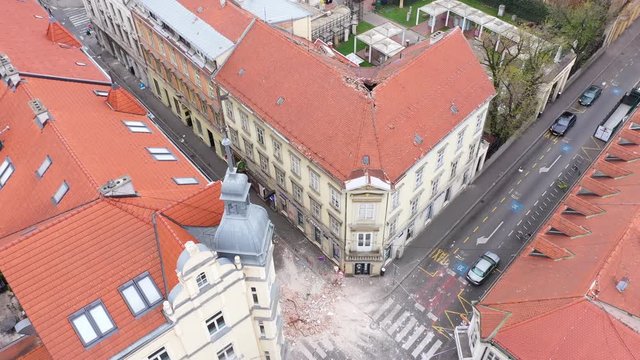 Earthquake in Zagreb, during COVID19 Corona Virus - Aerial footage