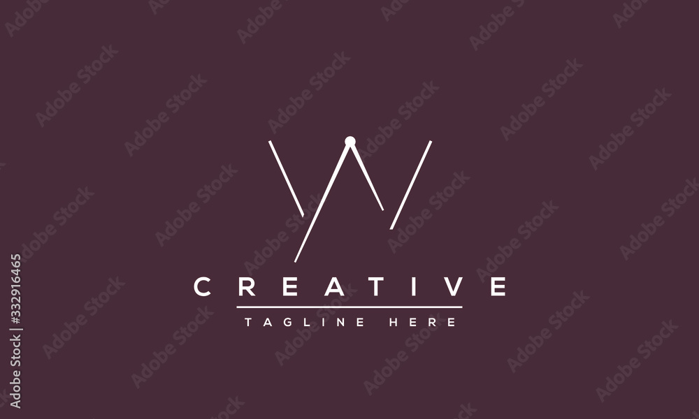 Poster w letter logo design modern monogram icon. w ww initials based template and letters in vector.