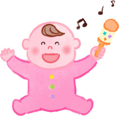 赤ちゃんガラガラ　水彩