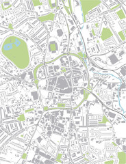 Fototapeta na wymiar map of the city of Wolverhampton, West Midlands, England, UK
