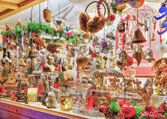 Stall with various souvenirs at the Vilnius Christmas Market