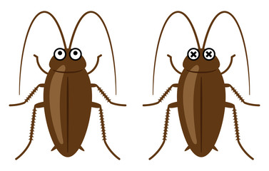 かわいい漫画風ゴキブリのベクターイラスト　アイコンセット