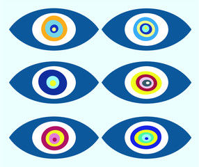 Vector background of evil eye - Turkish amulet. Pattern, background. Grunge hand drawn Turkish evil eye. Mandala greek evil eye. Symbol of protection in Turkey, Greese, Cyprus. Amulet from evil eye. 