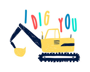 Hand drawing digger illustration vector. © miniwhale