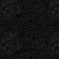 Black background of the topographic map. Topographic map white lines, contour background.