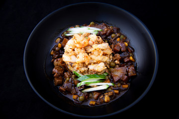fried rice with shrimp and black bean sauce which is called saeubokk-eumbab in Korea