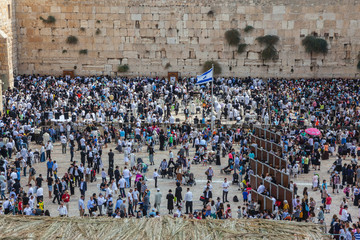  The area of Western Wall of Temple filled with people
