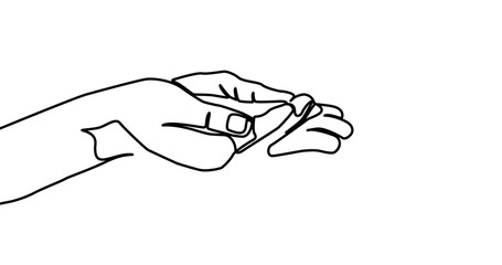 Social assistance, man holds his hands. - Vector