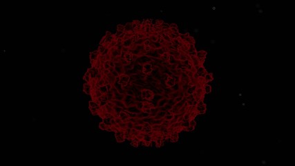 Red covid-19 virus on black background