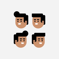 Set of Simple Characters Head In Flat Design