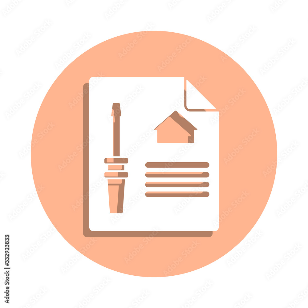 Poster screwdriver on paper badge icon. simple glyph, flat vector of engineering icons for ui and ux, websi