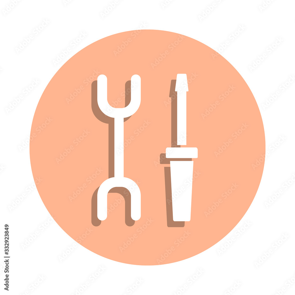 Poster key and screwdriver badge icon. simple glyph, flat vector of engineering icons for ui and ux, websit
