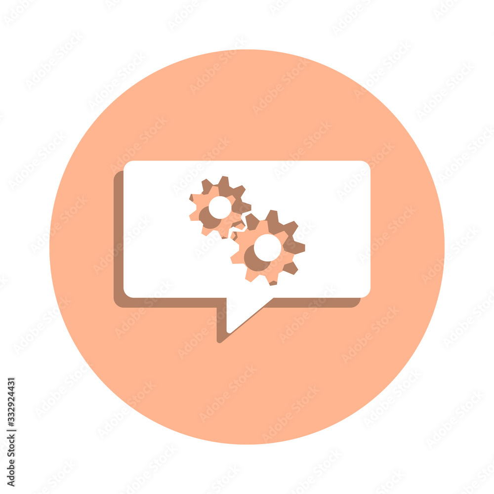 Poster communication bubble and mechanism badge icon. simple glyph, flat vector of engineering icons for ui