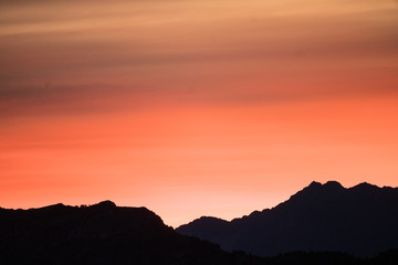 sunset in mountains