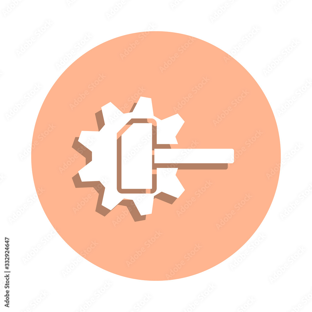 Poster hammer and mechanism badge icon. simple glyph, flat vector of engineering icons for ui and ux, websi