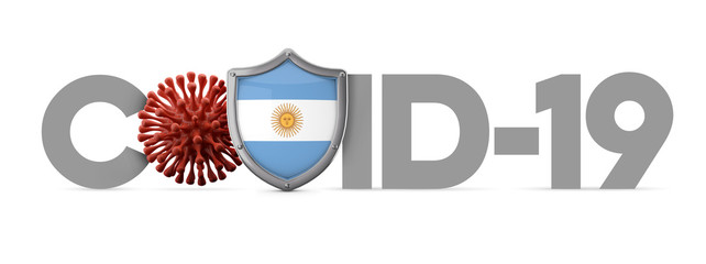 Fototapeta na wymiar Argentina Covid-19 coronavirus protective shield . 3D Render