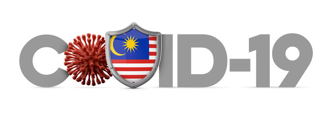 Malaysia Covid-19 coronavirus protective shield . 3D Render