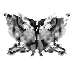 Obraz premium Rorschach test ink blot illustration. Psychological test. Silhouette of black butterfly isolated. 