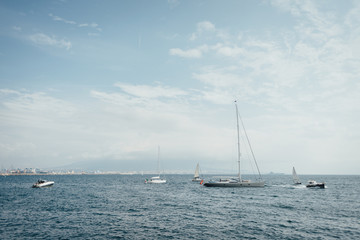 Yachts and boats in the gulf of Naples