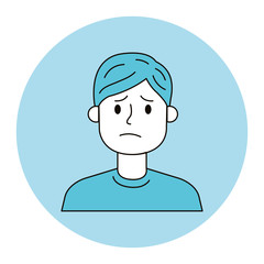 young man worried avatar character icon vector illustration design