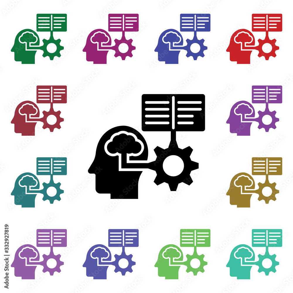 Aufkleber memorize in mind multi color icon. simple glyph, flat vector of human mind icons for ui and ux, webs