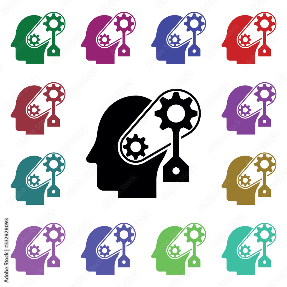 Poster brain in mind multi color icon. simple glyph, flat vector of human mind icons for ui and ux, website