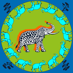 Vector background hand drawn doodle elephant. Hand drawn ink illustration. Modern ornamental decorative background. Vector pattern. Print for textile, cloth, wallpaper, scrapbooking