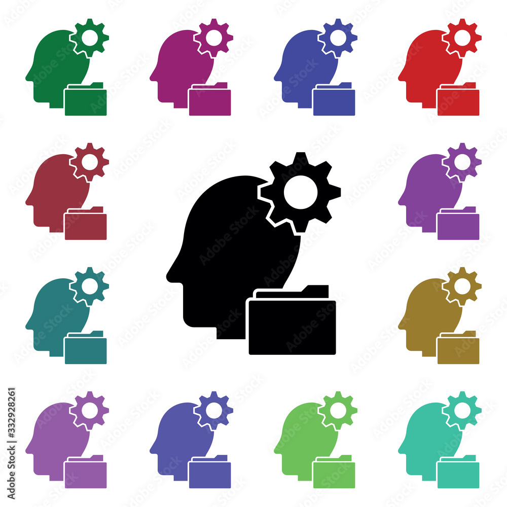 Poster workflow in mind multi color icon. simple glyph, flat vector of human mind icons for ui and ux, webs