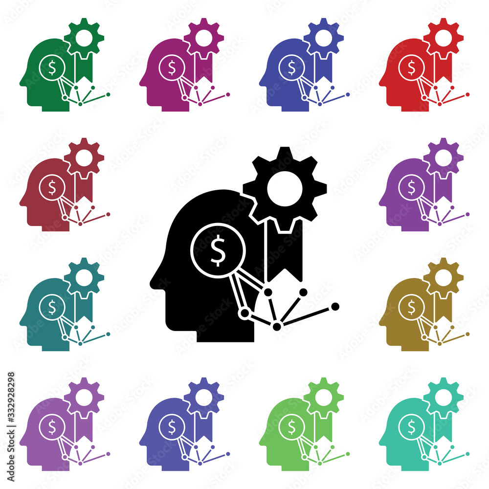 Poster manager in mind multi color icon. simple glyph, flat vector of human mind icons for ui and ux, websi