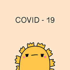 Covid-19 coronavirus infection pandemic print poster hand drawn vector illustration in cartoon comic style