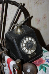 old telephone on table
