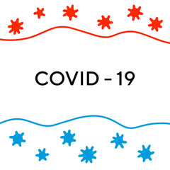 Fototapeta na wymiar Covid-19 coronavirus infection pandemic print poster hand drawn vector illustration in cartoon comic style
