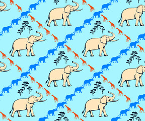 Vector background hand drawn doodle elephant. Hand drawn ink illustration. Modern ornamental decorative background. Vector pattern. Print for textile, cloth, wallpaper, scrapbooking