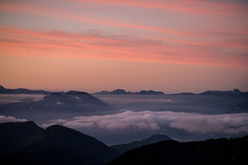 sunset in mountains