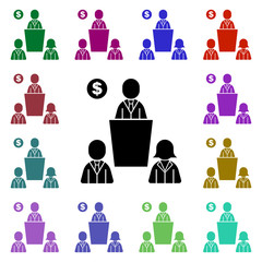 Team work, money, team, users multi color icon. Simple glyph, flat vector of team work icons for ui and ux, website or mobile application