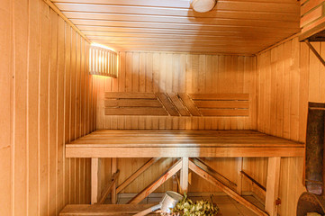 Fototapeta na wymiar Russia, Moscow- November 20, 2019: interior room apartment bathhouse, sauna